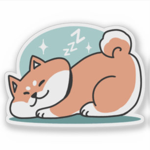 Relaxte Shiba Inu Art: Nur eine Shiba, die niedrig Aufkleber