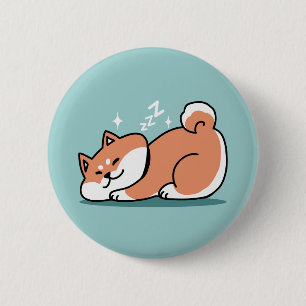 Relaxte Shiba Inu Art: Nur eine Shiba, die niedrig Button