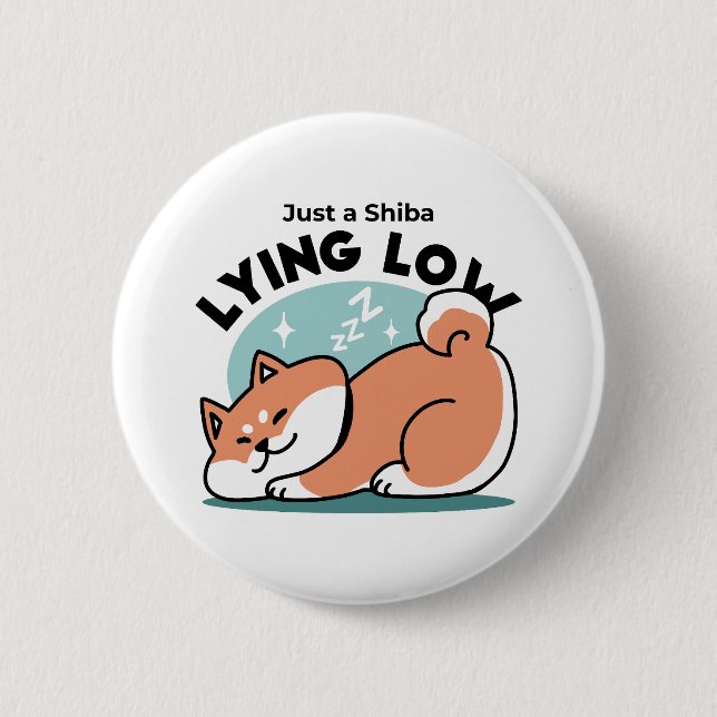 Relaxte Shiba Inu Art: Nur eine Shiba, die niedrig Button (Vorderseite)