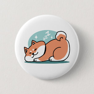 Relaxte Shiba Inu Art: Nur eine Shiba, die niedrig Button