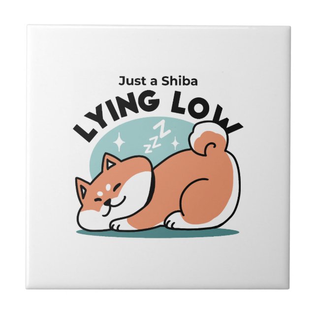 Relaxte Shiba Inu Art: Nur eine Shiba, die niedrig Fliese (Vorderseite)