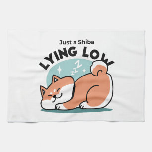 Relaxte Shiba Inu Art: Nur eine Shiba, die niedrig Geschirrtuch