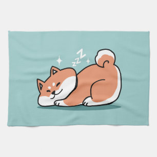 Relaxte Shiba Inu Art: Nur eine Shiba, die niedrig Geschirrtuch
