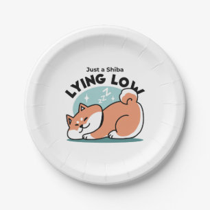 Relaxte Shiba Inu Art: Nur eine Shiba, die niedrig Pappteller