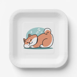 Relaxte Shiba Inu Art: Nur eine Shiba, die niedrig Pappteller