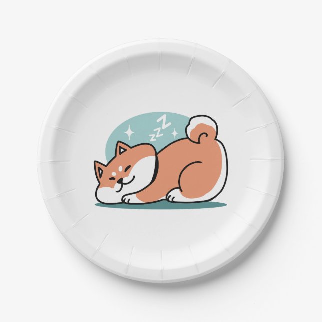 Relaxte Shiba Inu Art: Nur eine Shiba, die niedrig Pappteller (Vorderseite)