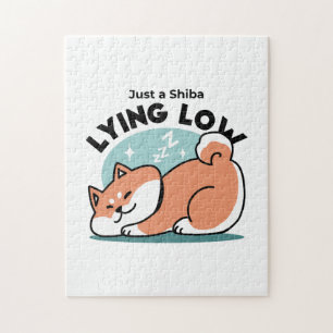 Relaxte Shiba Inu Art: Nur eine Shiba, die niedrig Puzzle