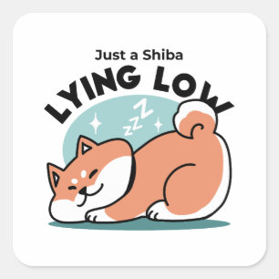 Relaxte Shiba Inu Art: Nur eine Shiba, die niedrig Quadratischer Aufkleber