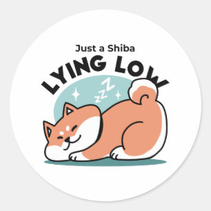 Relaxte Shiba Inu Art: Nur eine Shiba, die niedrig Runder Aufkleber