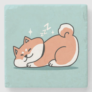 Relaxte Shiba Inu Art: Nur eine Shiba, die niedrig Steinuntersetzer