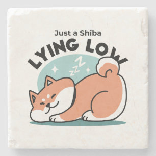 Relaxte Shiba Inu Art: Nur eine Shiba, die niedrig Steinuntersetzer