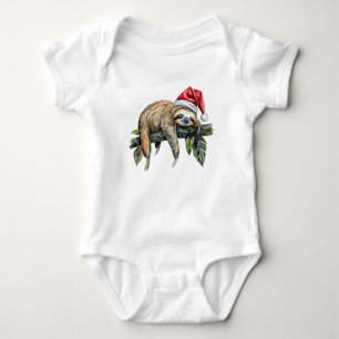 Relaxter Faultier mit einem Weihnachtshut 1 Baby Strampler