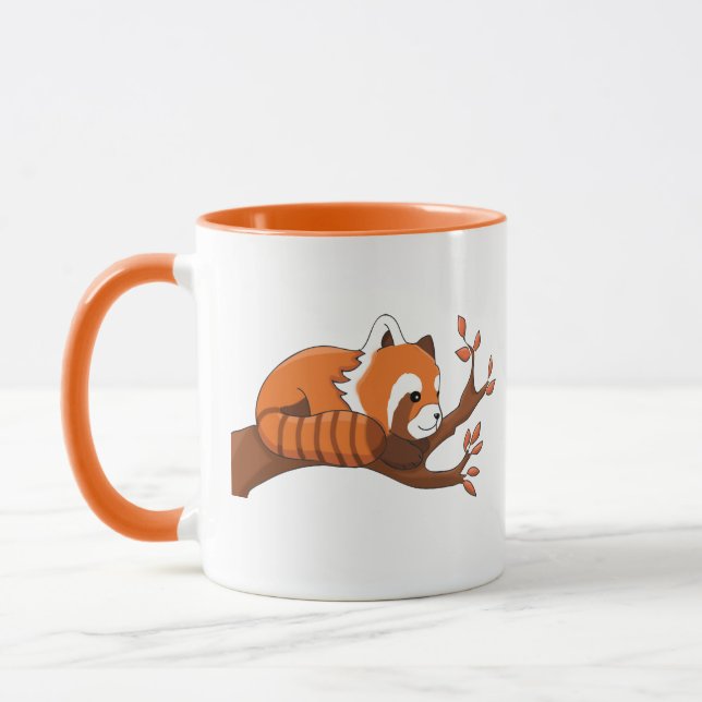 Relaxter orange-weißer Panda Tasse (Links)