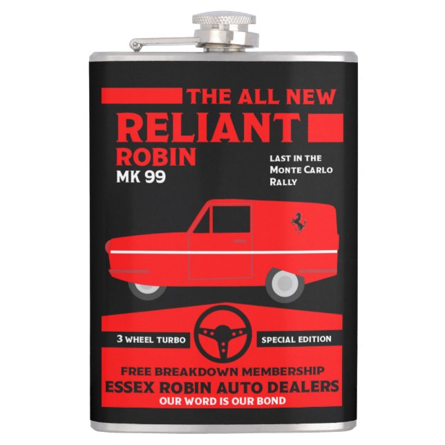 Reliant Robin Car Flachmann (Vorderseite)