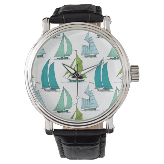 Relief boats On The Water Pattern Armbanduhr (Vorderseite)