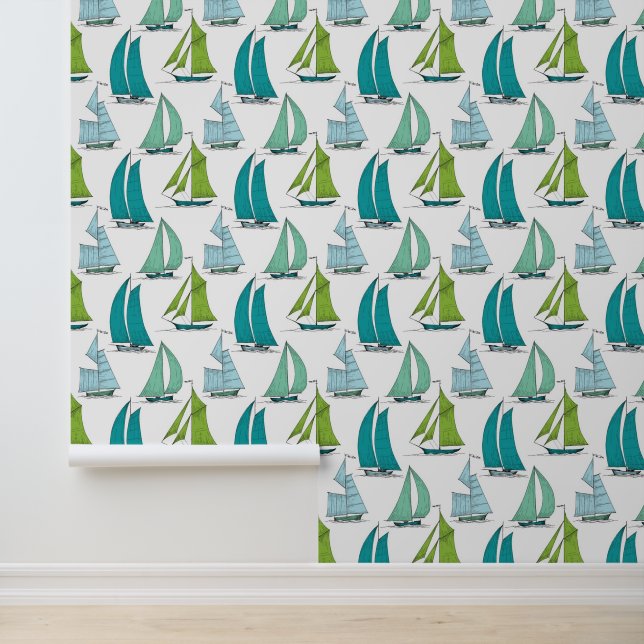 Relief boats On The Water Pattern Tapete (Anwendung)