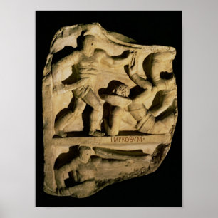 Relief depicting a samnite defeating a retiarius poster