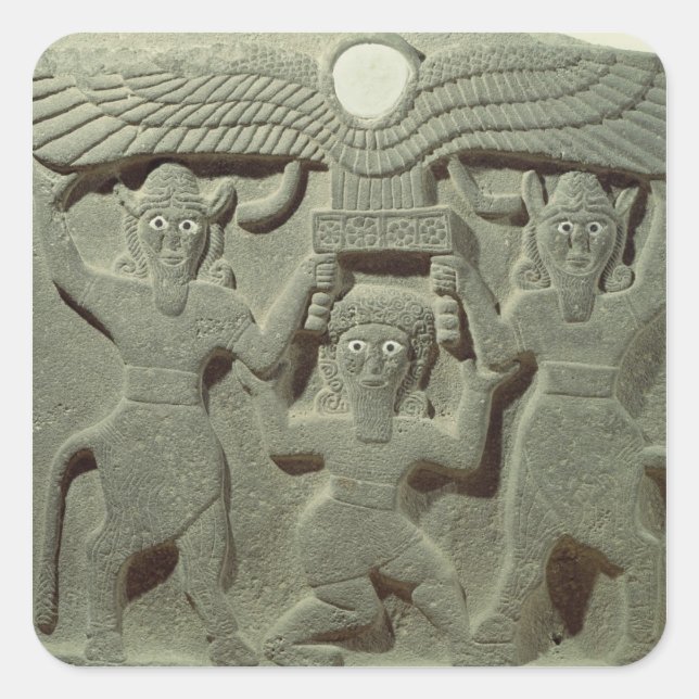 Relief, die Gilgamesh zwischen zwei Quadratischer Aufkleber (Vorderseite)