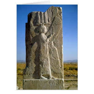 Relief mit einem vierflügeligen Geist
