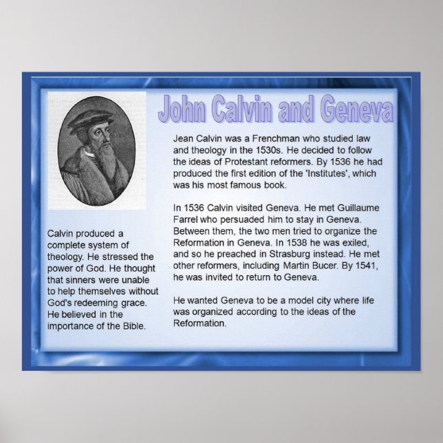 Religion, Geschichte, Reformation John Calvin Poster (Vorne)
