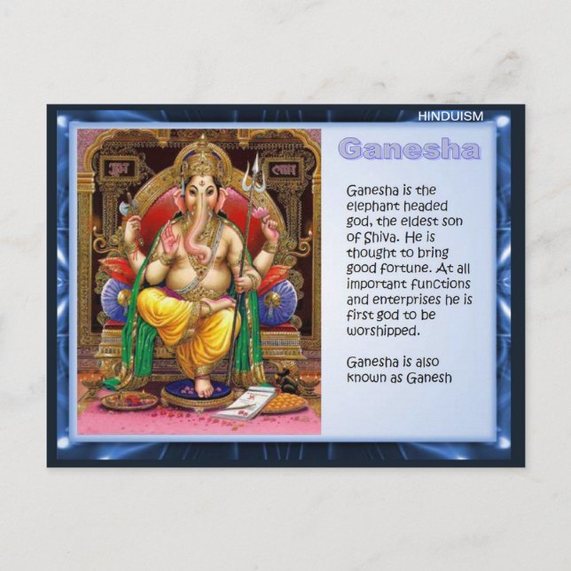 Religion, Hinduismus, Ganesha Postkarte (Vorderseite)