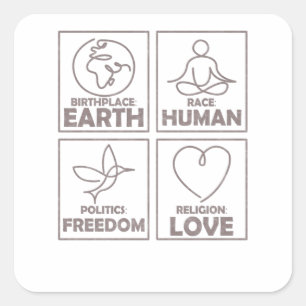 Religion Liebe Freiheit Leben Menschen sein Quadratischer Aufkleber