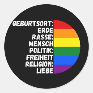 Religion Liebe Freiheit Menschen Regenbogenflagge Runder Aufkleber