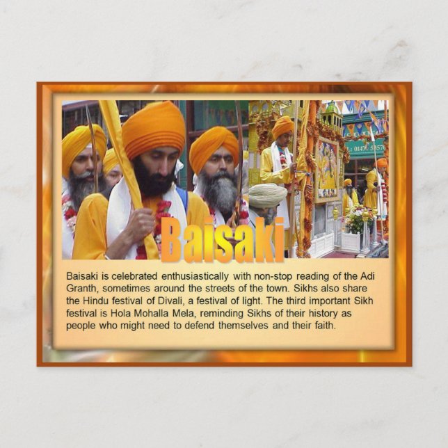 Religion, Sikhs feiern Baisaki Postkarte (Vorderseite)