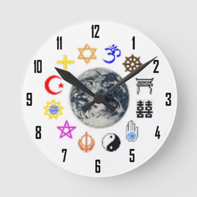 RELIGIONEN DER WELT RUNDE WANDUHR (Vorderseite)