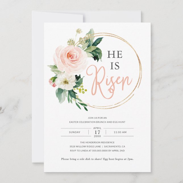 Religiös ist er Risen Oster Brunch Egg Hunt Einladung (Vorderseite)