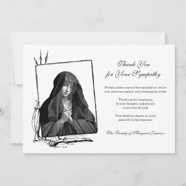Religiös-katholische gesegnete Jungfrau Mary Beile Dankeskarte (Vorderseite)