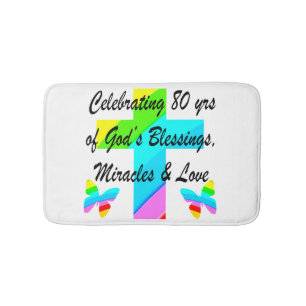 RELIGIÖS PERSONALISIERTE 80. GEBURTSTAG-DESIGN BADEMATTE