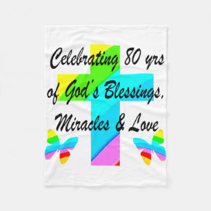 RELIGIÖS PERSONALISIERTE 80. GEBURTSTAG-DESIGN FLEECEDECKE