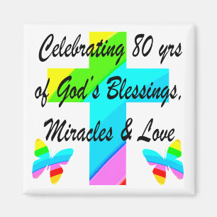 RELIGIÖS PERSONALISIERTE 80. GEBURTSTAG-DESIGN MAGNET