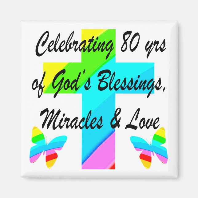 RELIGIÖS PERSONALISIERTE 80. GEBURTSTAG-DESIGN MAGNET (Vorne)