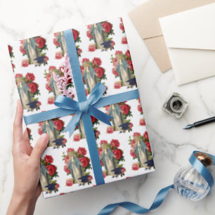 Religiöse Abschluss Jungfrau Mary Rote Rosen Geschenkpapier