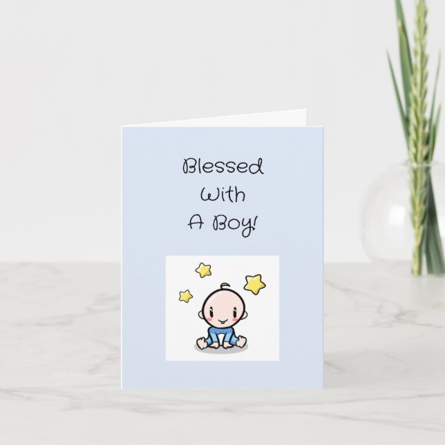 Religiöse Baby Boy Gratulation zu Text, Custom Karte (Vorderseite)