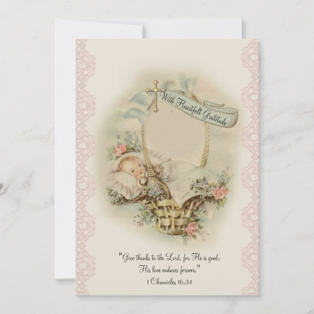 Religiöse Babydusche Danke Vintag (Vorderseite)