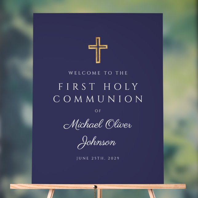 Religiöse Blaue Junge der Marine Begrüßung Acrylschild (Neutral)