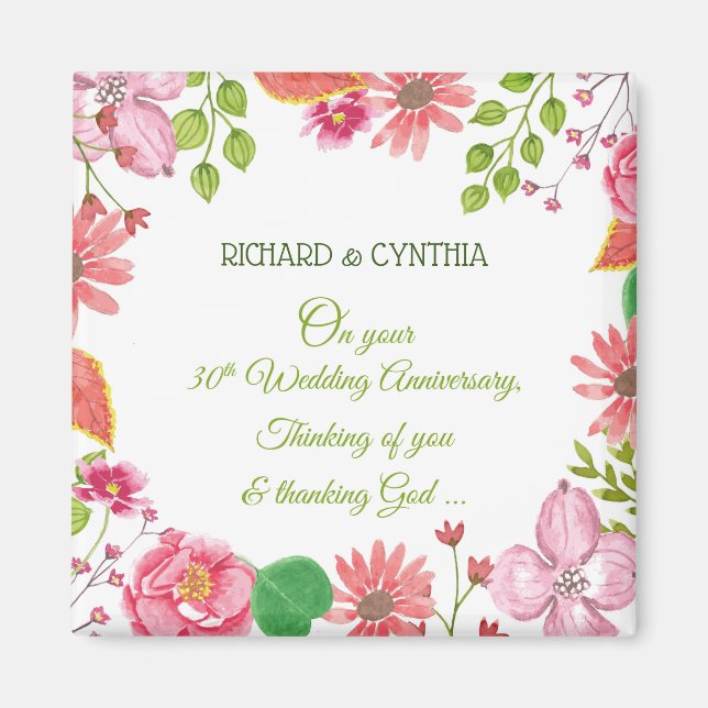 Religiöse Blume zum 30. Hochzeitstag Magnet (Vorne)