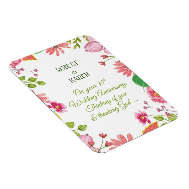 Religiöse Blume zum 35. Hochzeitstag Magnet (Rechte Seite)
