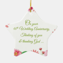 Religiöse Blume zum 40. Hochzeitstag Keramik Ornament