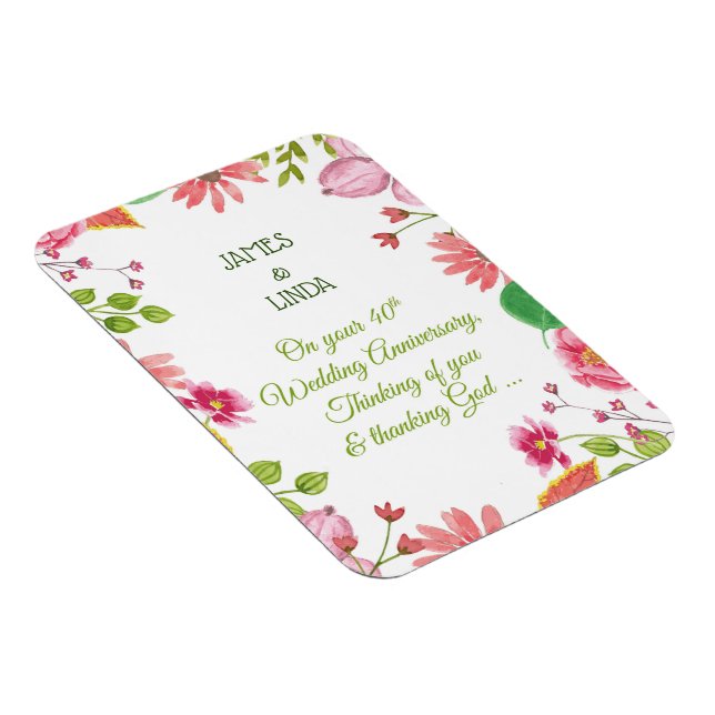 Religiöse Blume zum 40. Hochzeitstag Magnet (Rechte Seite)
