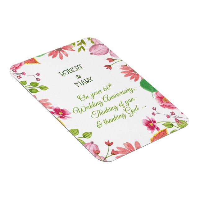 Religiöse Blume zum 60. Hochzeitstag Magnet (Rechte Seite)