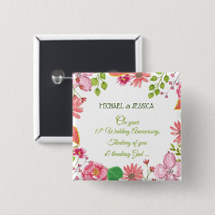 Religiöse Blumen zum 15. Hochzeitstag Button