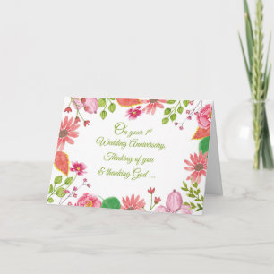 Religiöse Blumen zum 1. Hochzeitstag Karte