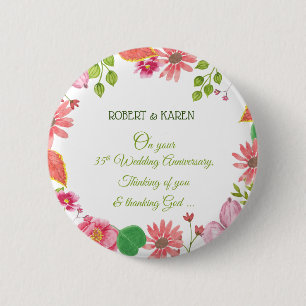 Religiöse Blumen zum 35. Hochzeitstag Button