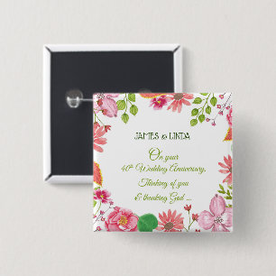 Religiöse Blumen zum 40. Hochzeitstag Button