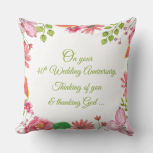 Religiöse Blumen zum 40. Hochzeitstag Kissen