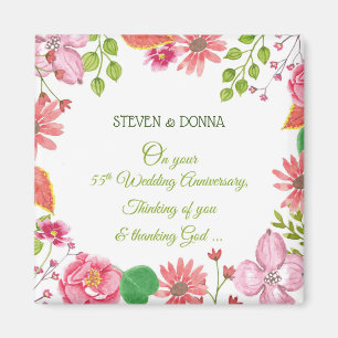 Religiöse Blumen zum 55. Hochzeitstag Magnet